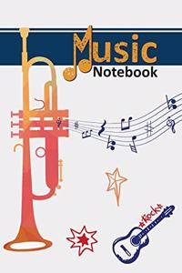 Music Notebook With Cool Interior. 120 Pages 6x9 in Music Manuscript Paper. Space to Write Lyrics and Music Notes. Musicians Notebook. Manuscript Paper for Notes, Lyrics and Music.