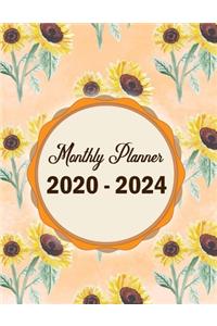 2020-2024 Monthly Planner: Sunflower Cover, 2020-2024 Five Year Planer with Holidays, Monthly Calendar 60 Months (60-Month Calendar Jan 2020 to Dec 2024)