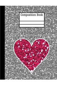 Glitter Heart Composition Notebook - 5x5 Graph Paper