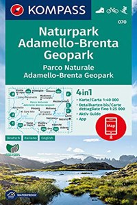 Naturpark Adamello-Brenta Geopark, Parco Naturale Adamello-Brenta Geopark 1:40 000: 4in1 Wanderkarte 1:40000 mit Aktiv Guide und Detailkarten ... in der KOMPASS-App. Fahrradfahren. Skitouren.