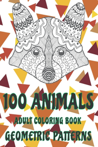 Adult Coloring Book Geometric Patterns - 100 Animals