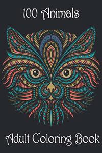 100 Animals Adult Coloring Book