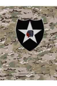 2nd Infantry Division 2ID 8.5 x 11 200 page lined notebook leaderbook in US Army Objective Camouflage Pattern (OCP)
