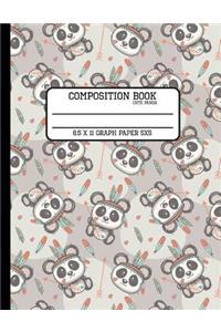 Composition Book Cute Panda 8.5 X 11 Graph Paper 5x5