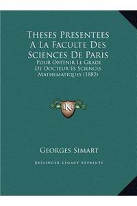 Theses Presentees A La Faculte Des Sciences De Paris