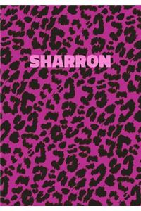 Sharron: Personalized Pink Leopard Print Notebook (Animal Skin Pattern). College Ruled (Lined) Journal for Notes, Diary, Journaling. Wild Cat Theme Design wi