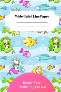 Cute Mermaid Theme Wide Ruled Line Paper