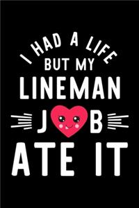 I Had A Life But My Lineman Job Ate It: Hilarious & Funny Journal for Lineman - Funny Christmas & Birthday Gift Idea for Lineman - Lineman Notebook - 100 pages 6x9 inches