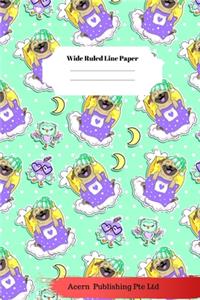 Dog Sloth Theme Wide Ruled Line Paper