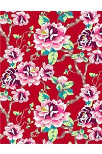 My Big Fat Journal Notebook Red Tokyo Rose Pattern On Red