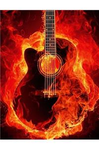Guitar On Fire Journal Notebook - Wide Ruled