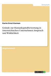 Gründe zur Humankapitalbewertung in österreichischen Unternehmen