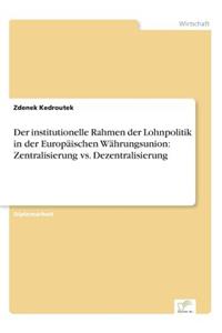 institutionelle Rahmen der Lohnpolitik in der Europäischen Währungsunion