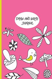 Draw and Write Journal: Half Page Lined Paper with Drawing Space (Large Size 8.5 x 11 Notebook) Composition Book for Women, Girls, Teens and Adults Bird and Flowers Cover 1