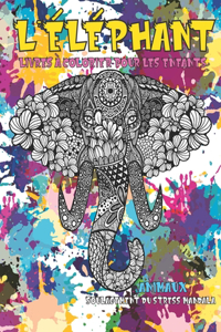 Livres à colorier pour les enfants - Soulagement du stress Mandala - Animaux - L'éléphant