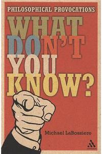 What Don't You Know?: Philosophical Provocations