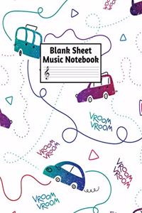 Blank Sheet Music Notebook: Easy Blank Staff Manuscript Book Large 8.5 X 11 Inches Musician Paper Wide 12 Staves Per Page for Piano, Flute, Violin, Guitar, Trumpet, Drums, Cell