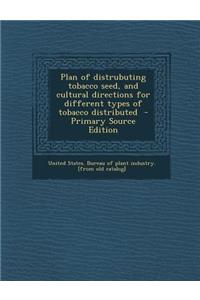 Plan of Distrubuting Tobacco Seed, and Cultural Directions for Different Types of Tobacco Distributed