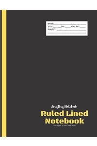 Ruled Lined Notebook - AmyTmy Notebook - 140 pages - 7.44 x 9.69 inch - Matte Cover