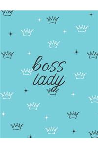 Boss Lady: Large Letter Sized Notebook/Diary/Journal for Everyday Use Fun Soft Blue with Black and White Crowns