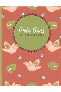 Poetic Birds Adult Coloring Book