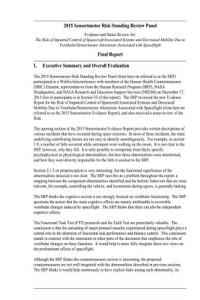 2015 Sensorimotor Risk Standing Review Panel Evidence and Status Review for