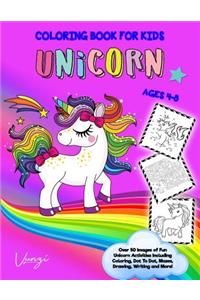 Unicorn Coloring Book for Kids Ages 4-8