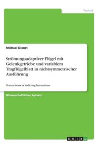 Strömungsadaptiver Flügel mit Gelenkgetriebe und variablem Tragflügelblatt in nichtsymmetrischer Ausführung