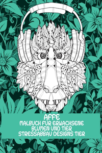 Malbuch für Erwachsene - Stressabbau Designs Tier - Blumen und Tier - Affe