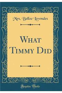 What Timmy Did (Classic Reprint)