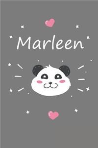 Marleen: Personalisiertes Panda Tage-/Notizbuch mit dem Vornamen Marleen und ganzen 100 linierten Seiten im 6x9 Zoll Format (ca.DIN A5). Optimal als Schreibh