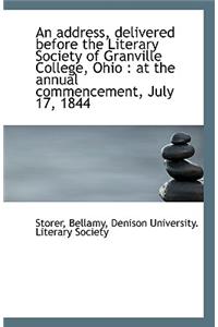 An Address, Delivered Before the Literary Society of Granville College, Ohio