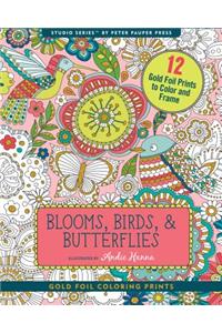 Blooms, Birds, & Butterflies Foiled Artist's Coloring Book (12 Stress-Relieving Designs)