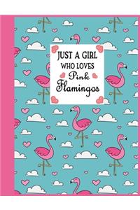 Just a Girl Who Loves Pink Flamingos: Flamingo Composition Notebook Preschool Kindergarten college Ruled 110 pages Wide Ruled Composition Notebook, Notebook Journal For Kids, Girls, Scho