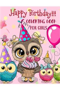 Birthday Coloring Book For Girls