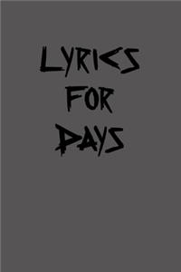 Lyrics for Days