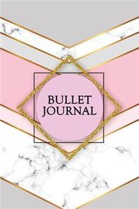 Bullet Journal: Marble + Gold Bullet Journal - 120-Page 1/4 Inch Dot Grid Notebook - 6 X 9 Marble & Gold Perfect Bound Softcover