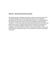 Manufacturing Planning Guide