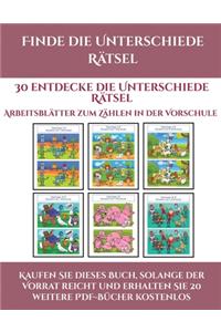 Arbeitsblätter zum Zählen in der Vorschule (Finde die Unterschiede Rätsel)