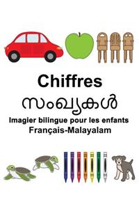 Français-Malayalam Chiffres Imagier bilingue pour les enfants