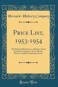 Price List, 1953-1954