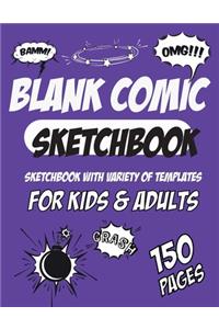 Blank Comic book, Crach Sketchbook gift For Kids, Adults, Artists, Students, Teens. Draw Your Own Comics.