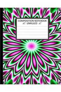 Unruled Composition Notebook 8" x 10". 120 Pages. Camomile Floral Pink White