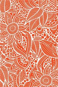 Deco Floral Notebook: Vivid Orange: Notebook 6 X 9: Notebook 250 Pages: Vivid Orange: Notebook 6 X 9: Notebook 250 Pages