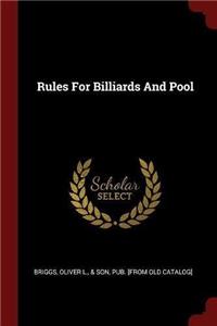 Rules for Billiards and Pool