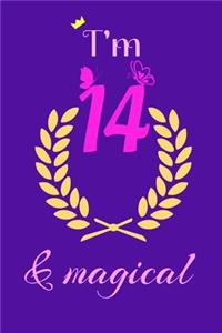 Notebook I'm 14 And Magical - cute Journal - 14 Year Old Birthday Gift