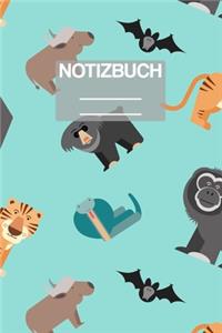 Notizbuch A5 Muster Suesse Tiere Tiger Affe Fledermaus Kobra