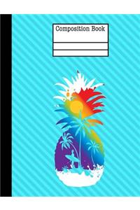 Pineapple Surf Beach Composition Notebook - 4x4 Graph Paper