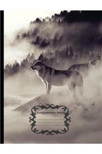 White Wolf, Mystical Winter - Composition Notebook