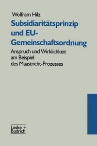 Subsidiaritatsprinzip Und Eu-Gemeinschaftsordnung